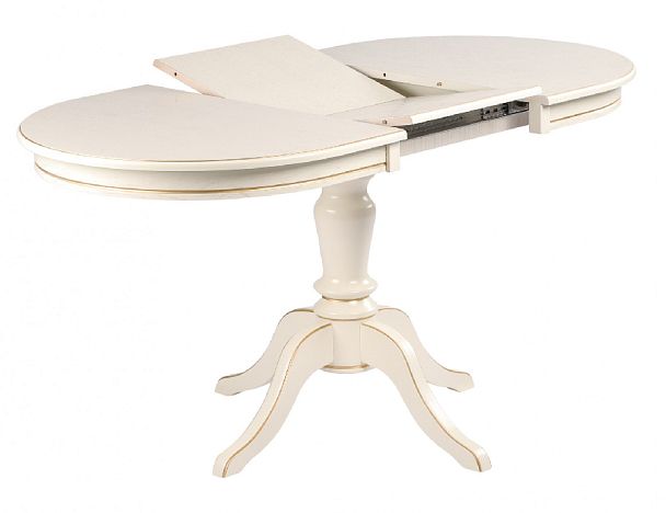 Обеденная группа стол Анфея 110(150)х75х76 Слоновая кость с золотой патиной и 2 стула Арктос Слоновая кость с золотой патиной/Бежевый жаккард - Вид 3