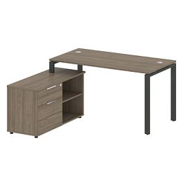 Metal System Р. ст. с тумбой на П-образном м/к БП.РС-СТС-2.3 (L) Вяз/Антрацит металл 1500*1520*750 - Фото предпросмотра