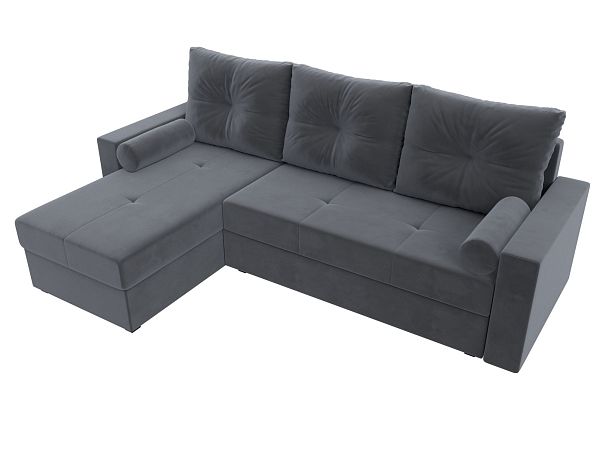 Диван угловой Верона Лайт угол левый (полностью велюр серый) - Вид 5