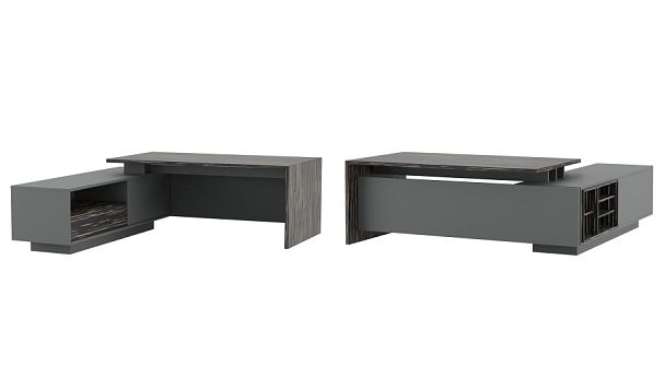 Стол письменный на опорной креденции Dali 212x220x75 эбен антрацит - Вид 1