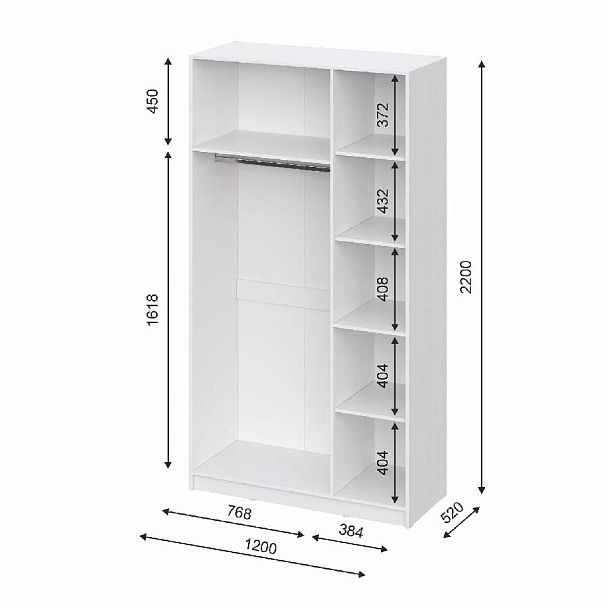 шкаф распашной Берген ШК-1200 белое дерево/белое дерево - Вид 3