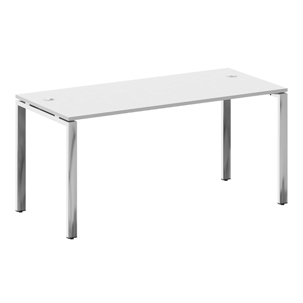 Metal System Direct Стол рабочий руководителя на П-обр. м/к БП.СРР-4.7 Белый/Нерж. сталь 1600*720*750 - Вид 1