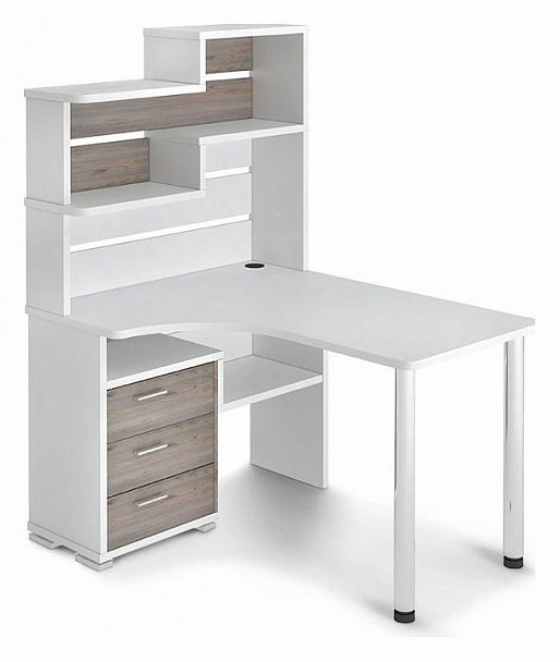 Стол компьютерный Домино СР-132 Белый/Нельсон левый - Вид 1