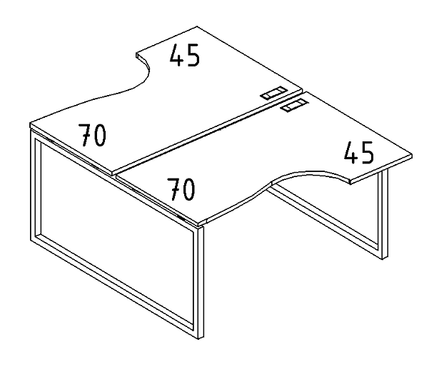 Рабочая станция столы Классика QUATTRO (2х120) A4 А4 Б4 183 БП натуральный дуб / металлокаркас серый - Вид 3