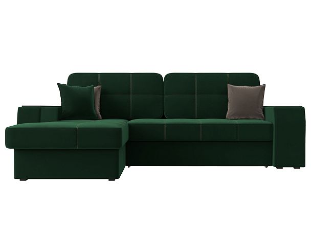 Угловой диван Брюссель левый (полностью велюр зеленый) - Вид 2
