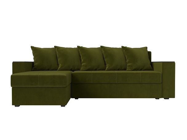 Диван угловой Дубай Лайт угол левый (полностью микровельвет зеленый) - Вид 2