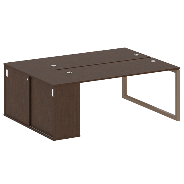 Metal System Quattro Р. ст. с шкафом-купе на О-образном м/к 50БО.РС-СШК-1.4 Т Венге/Мокко металл 2010*1475*750 - Вид 1
