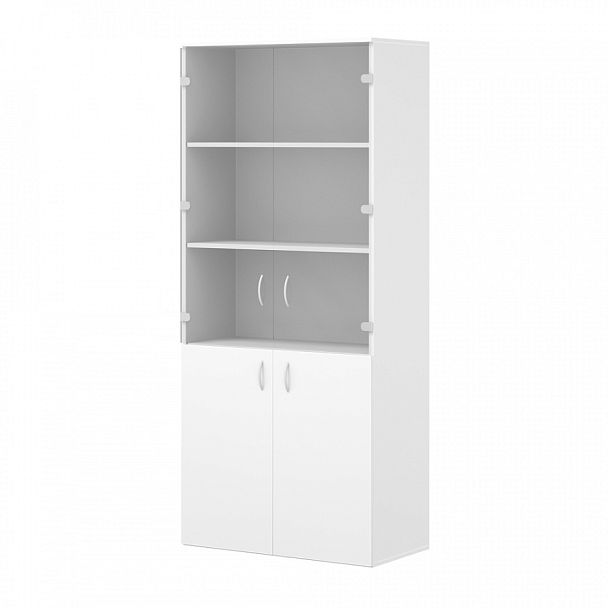 Шкаф канцелярский тип 3, "Офисные шкафы для документов"  ПК-АРМ-ШКЦ182Х80С2Д2/35-В1-1068 белый шагрень - Вид 1