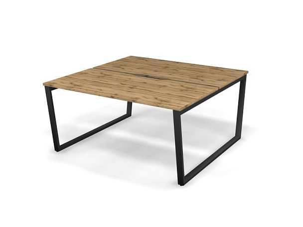 MATRIX 121S202-V Стол прямой двойной, пров-ик вырезной (V-опоры) 1580х1590х775 Дуб Крафт/Темно-серый - Вид 1