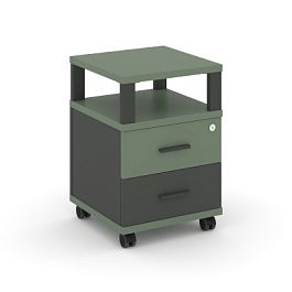 Concept Тумба мобильная 2 ящ. с надставкой CN.TUM-002 A Кобо/Антрацит/Металл Антрацит 420*420*615 - Фото предпросмотра