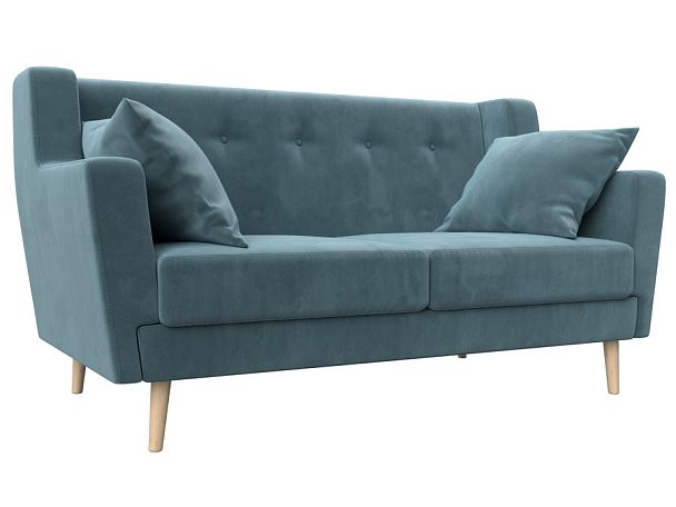 Прямой диван Брайтон 2 (полностью велюр бирюзовый) - Вид 1