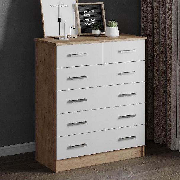 Комод Катрин 5 (820*990*425) дуб крафт золотой/белый - Вид 1