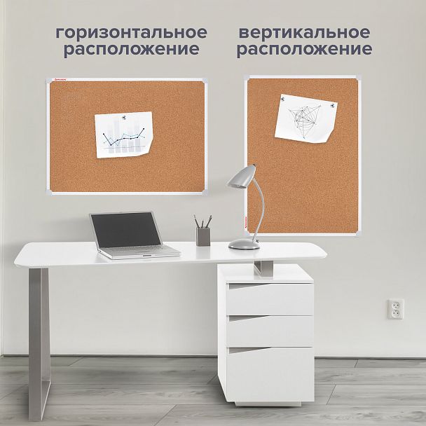 Доска пробковая 70х50 см, ПВХ рамка, ГАРАНТИЯ 10 ЛЕТ, РОССИЯ, BRAUBERG, 238188 - Вид 5