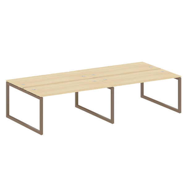 Metal System Quattro Р. ст. на 4 раб. места на О-образном м/к 50БО.СМ-4.4 Акация/Мокко металл 3200*1475*750 - Вид 1