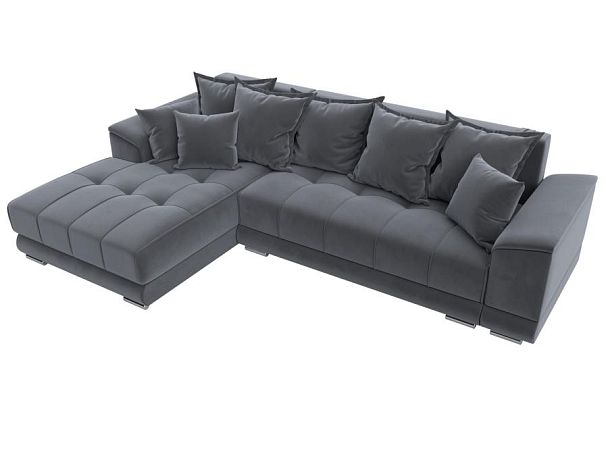 Угловой диван НордСтар левый угол Велюр серый - Вид 6