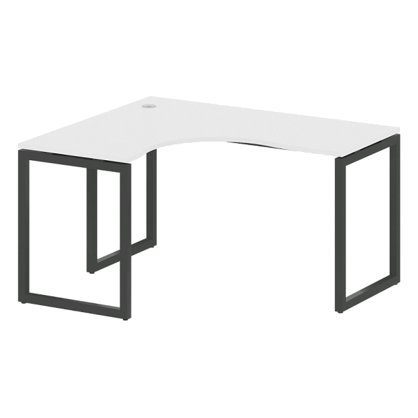 Metal System Quattro Стол криволинейный левый на О-образном м/к 40БО.СА-3 (L) Белый/Антрацит металл 1400*1200*750 - Вид 1