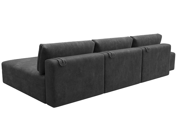 Диван угловой модульный с пуфом Лига-060 НПБ Лонг угол универсальный Велюр серый - Вид 5