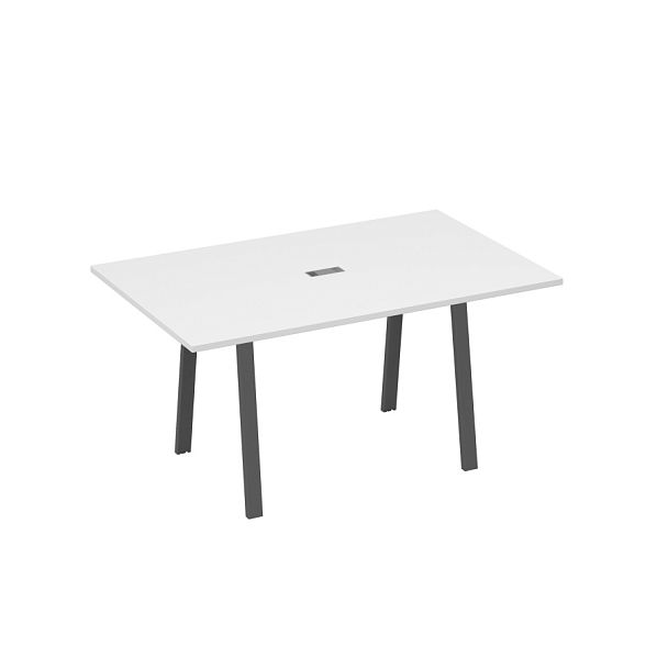 Стол 160 в переговорную металлокаркас TRE A4 А4 Б3 121 БП белый премиум / металлокаркас антрацит - Вид 1