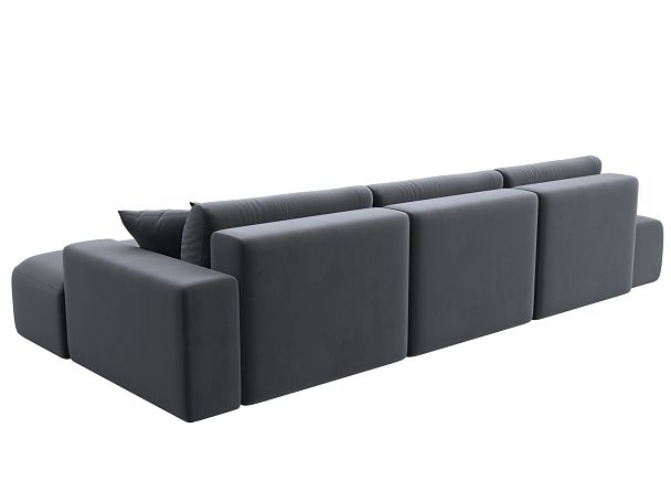 Диван угловой Лига-036 Модерн Лонг правый угол Велюр серый - Вид 6