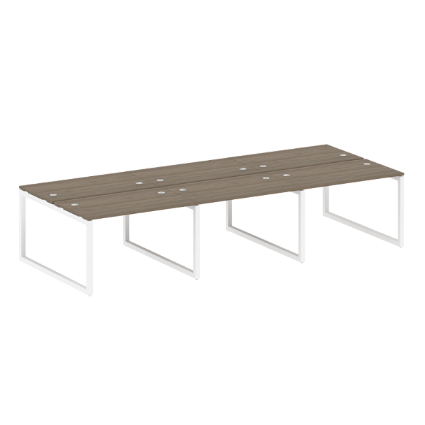 Metal System Quattro Р. ст. на 6 раб. места на О-образном м/к 50БО.СМ-6.2 Вяз/Белый металл 3600*1475*750 - Вид 1