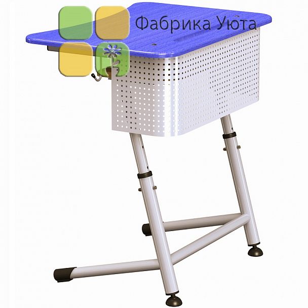 Парта "Премьера 1Р" с перф. экр.,полочкой, рег., цвет. (3-7 гр) - Вид 1
