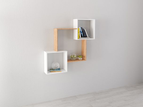 Полка навесная ПН-2 (1050х1050х180) гикори рокфорд/белый - Вид 1