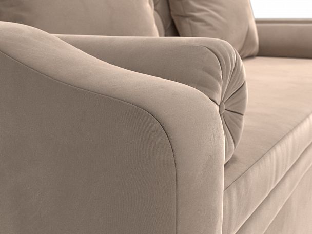Прямой диван софа Сойер (полностью велюр бежевый) - Вид 4