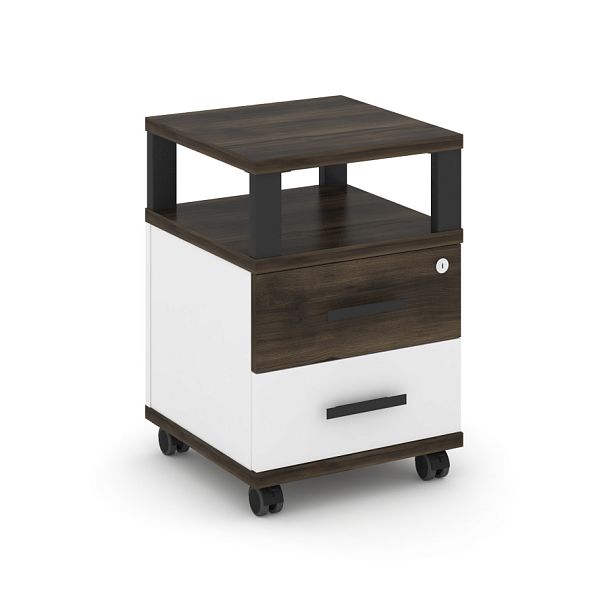 Concept Тумба мобильная 2 ящ. с надставкой CN.TUM-002 B Дуб Мали/Белый Бриллиант/Металл Черный 420*420*615 - Вид 1