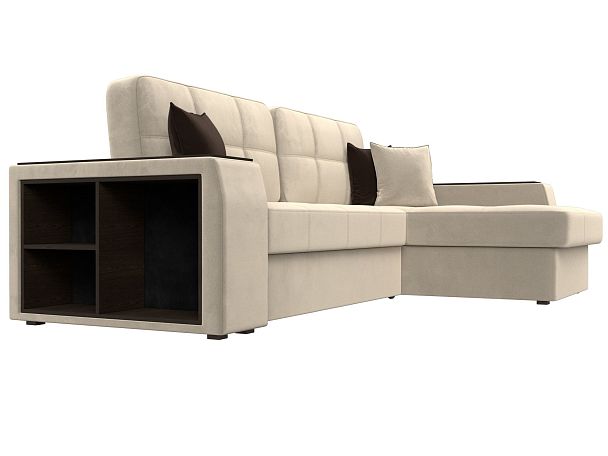 Угловой диван Брюссель правый (полностью микровельвет бежевый) - Вид 3