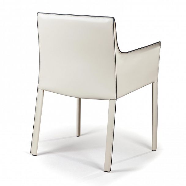 Стул с подлокотниками Barrie, кожа бежевый - Вид 5