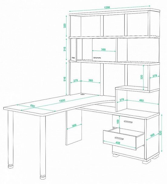 Стол компьютерный Домино СР-420/150 Карамель/Шамони правый - Вид 2