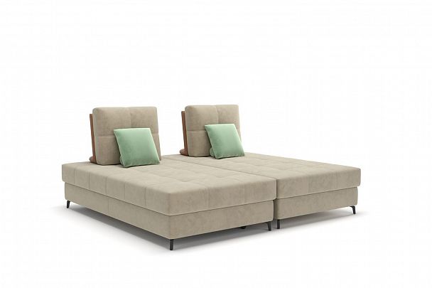 Reef диван-кровать угловой замша бежевый - Вид 5