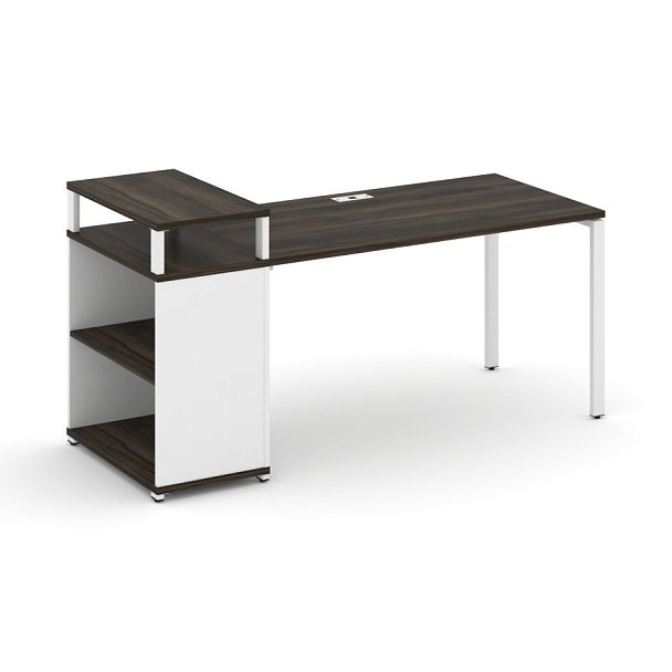 Concept Стол рабочий с опорным стеллажом с верх. горизонтом  CN.SP-207 Дуб Мали/Белый Бриллиант/Металл Белый 1800*720*917 - Вид 1
