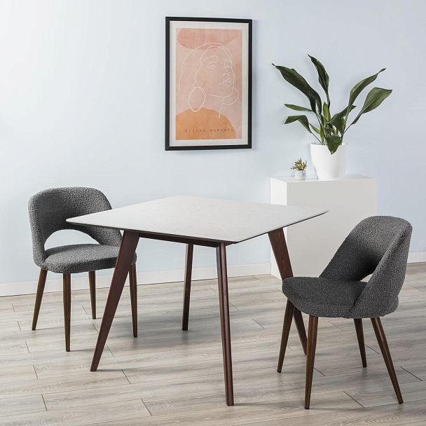 Стол Лунд 960*960 мрамор Бьянко Темный орех - Вид 7