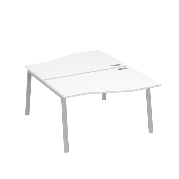 Рабочая станция столы Техно (2х140) каркас TRE A4 А4 Б3 190  БП белый премиум / металлокаркас серый - Вид 1