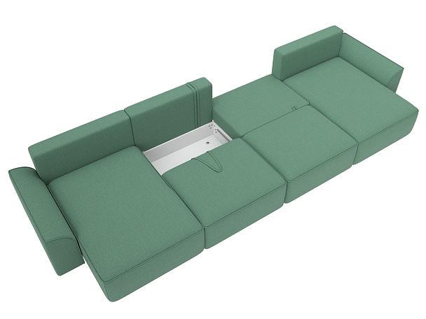 Диван п-образный Лига-048 НПБ лонг Рогожка зеленый - Вид 8