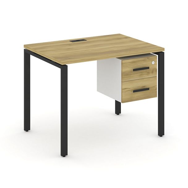 Concept Стол рабочий с подвесной тумбой с 2 ящ. CN.SP-113 W Дуб Винченцо/Белый Бриллиант/Металл Черный 980*720*750 - Вид 1