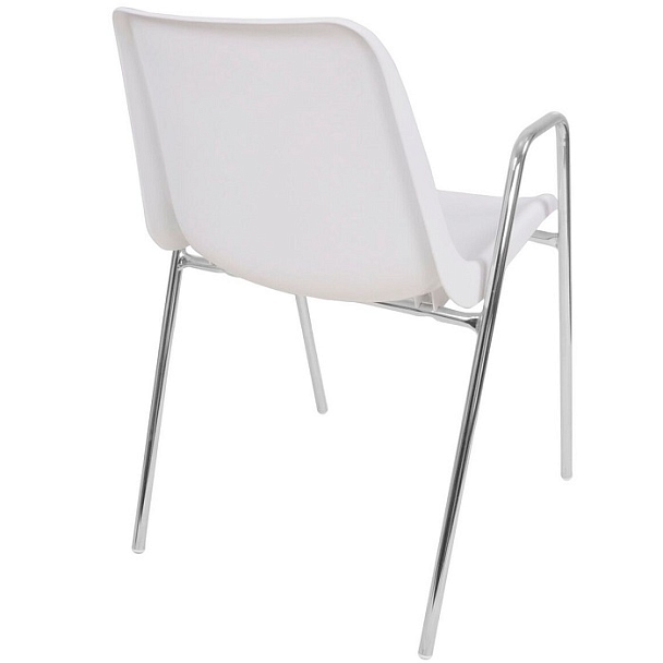Стул Vicenza (4 высокие ножки c подлокотниками), каркас Хром, белый, РП+ИК, стопируемый - Вид 3