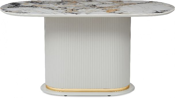 Стол керамический Мантинея 160х90х79 Мрамор ARCTIC OCEAN/Серый шелк - Вид 2
