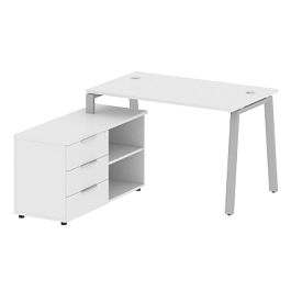 Metal System Р. ст. с тумбой на А-образном м/к БА.РС-СТС-2.2 (L) Белый/Серый металл 1300*1520*750 - Фото предпросмотра