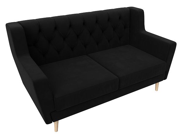 Прямой диван Брайтон 2 Люкс (полностью микровельвет черный) - Вид 5