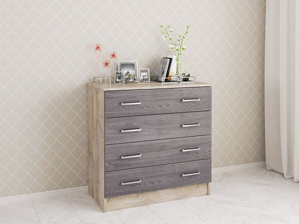 Комод Катрин 3 (810х820х435) дуб эндгрейн/ясень анкор темный - Вид 1