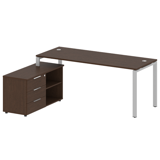 Metal System Р. ст. с тумбой на П-образном м/к БП.РС-СТС-2.5 (L) Венге/Серый металл 1900*1520*750 - Вид 1