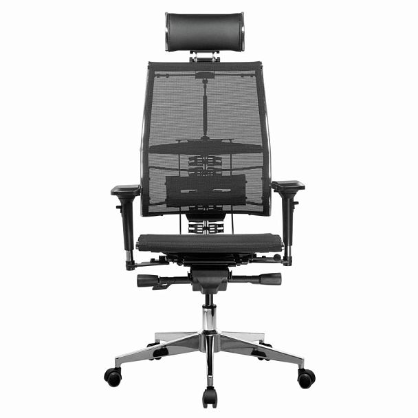 Кресло МЕТТА "YOGA" Y 4DF B2-5D, адаптивная спинка, 3D-подголовник, сверхпрочная сетка, черное - Вид 4