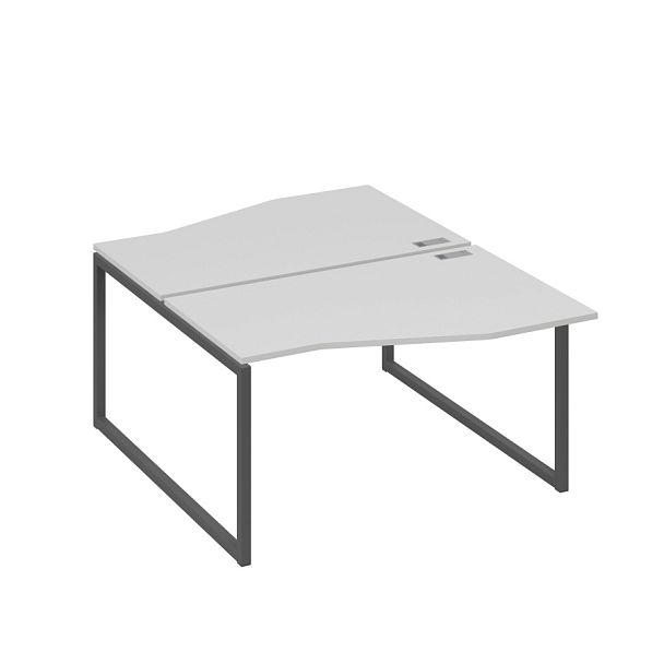 Рабочая станция столы (2х140) Техно каркас QUATTRO A4 А4 Б4 190 БП серый / металлокаркас антрацит - Вид 1