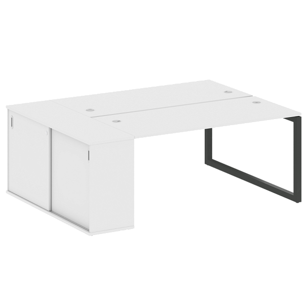 Metal System Quattro Р. ст. с шкафом-купе на О-образном м/к 50БО.РС-СШК-1.4 Т Белый/Антрацит металл 2010*1475*750 - Вид 1