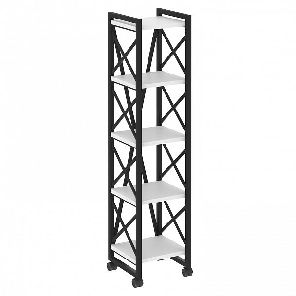 Стеллаж на колесах "Loft" VR.L-MST.K-5.4 белый бриллиант/черный - Вид 1