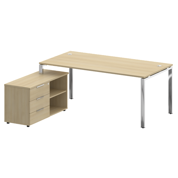 Metal System Direct Стол руковододителя с тумбой левый БГ.СРТ-5.9 (L) Акация/Нерж. сталь 1900*1720*750 - Вид 1