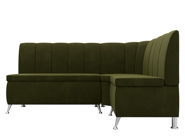 Кухонный угловой диван Кантри правый (полностью микровельвет зеленый) - Вид 2