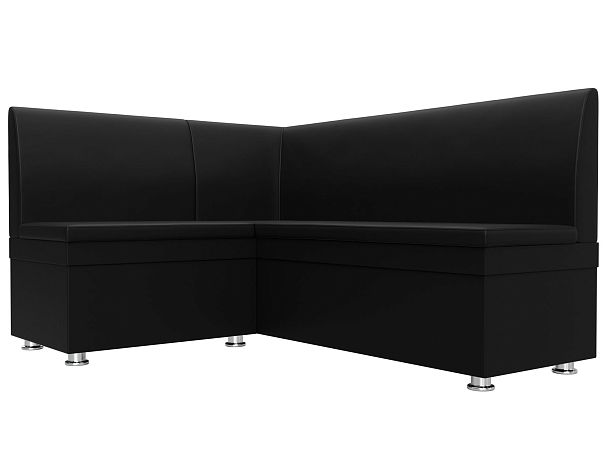 Кухонный угловой диван Уют левый (полностью экокожа черная) - Вид 3